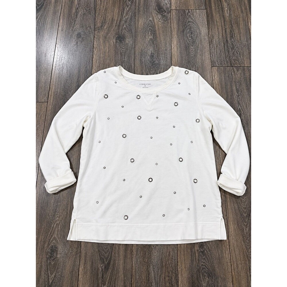 Karen Scott Sport Womens XL White Embellished Grommet Sweatshirt Pullover